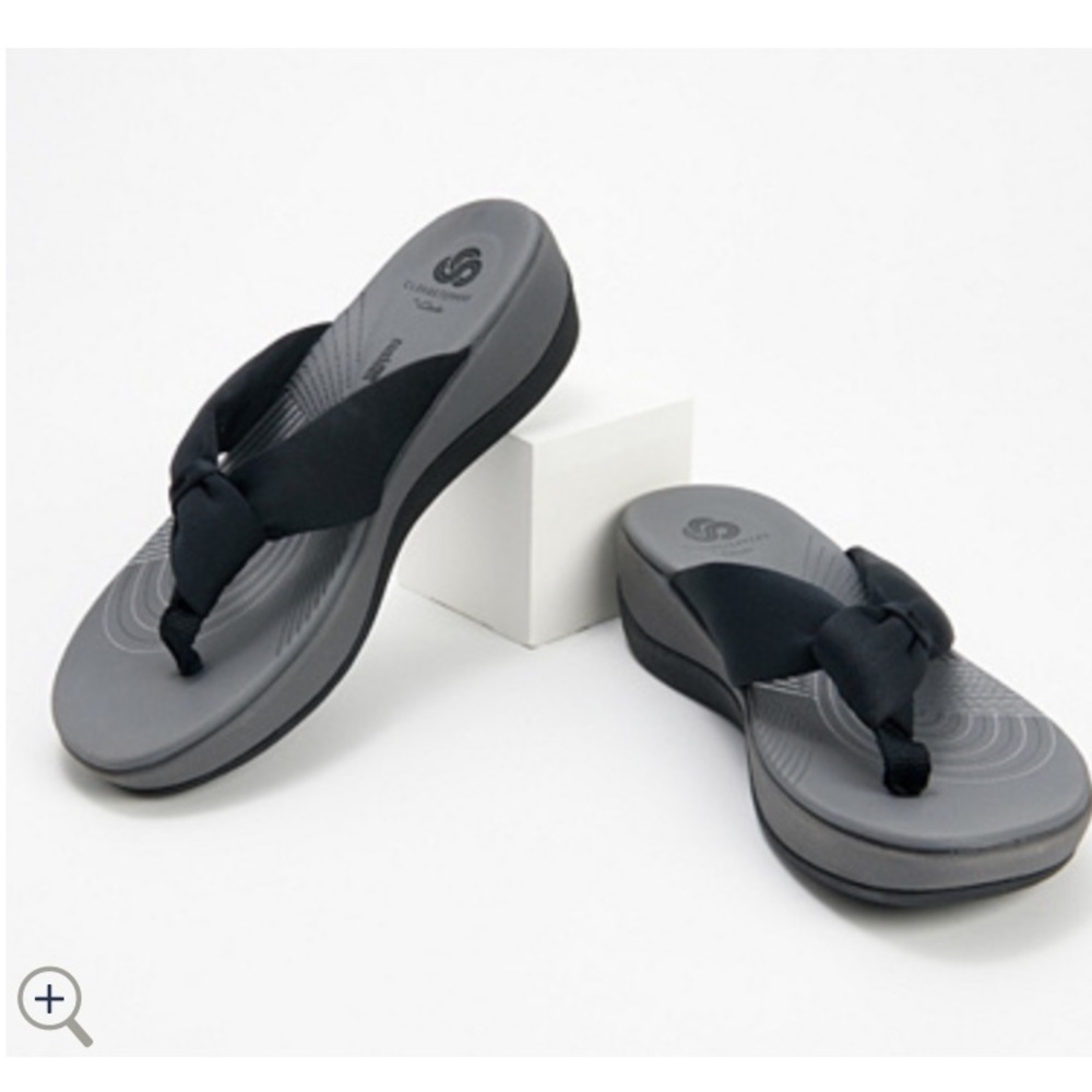 NWT Clarks Cloudsteppers Solid Black Sandal 11